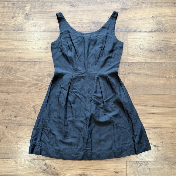 Aka Eddie Bauer Vintage Black Silk Linen Sleeveless Dress Women's Sz 6 - Picture 1 of 4